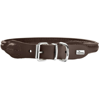 HUNTER Lederhalsband rundgenäht dunkelbraun 40 (33-37 cm, 8 mm)