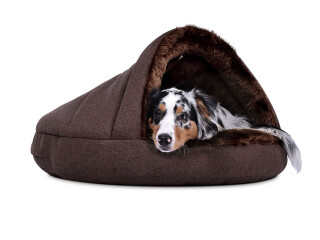 Mypado Shell Fake Fur Hundehöhle Nougatbraun L 90 x 90 Visco