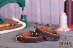 Lederhalsband Klassik-Premium braun/braun 40cm/24mm Eisen...