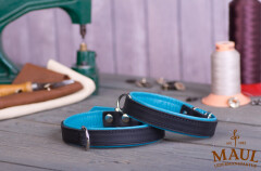 Lederhalsband Klassik-Premium schwarz/türkis...