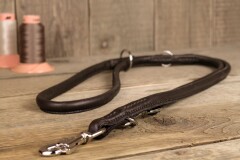 Lederleine "rundgenäht" rot / silberfarben...